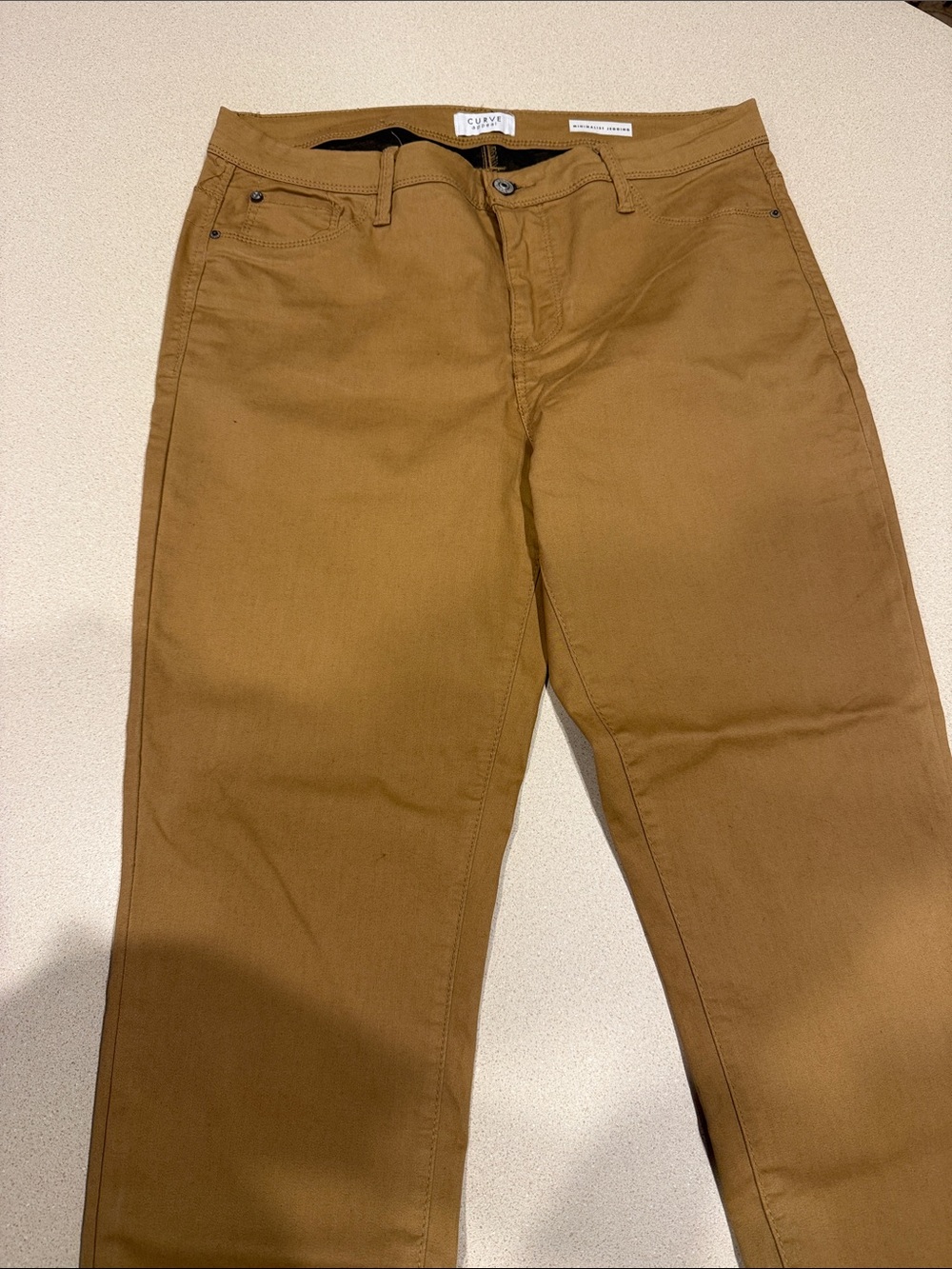 Curvy Straight Leg Pants in Caramel Brown
